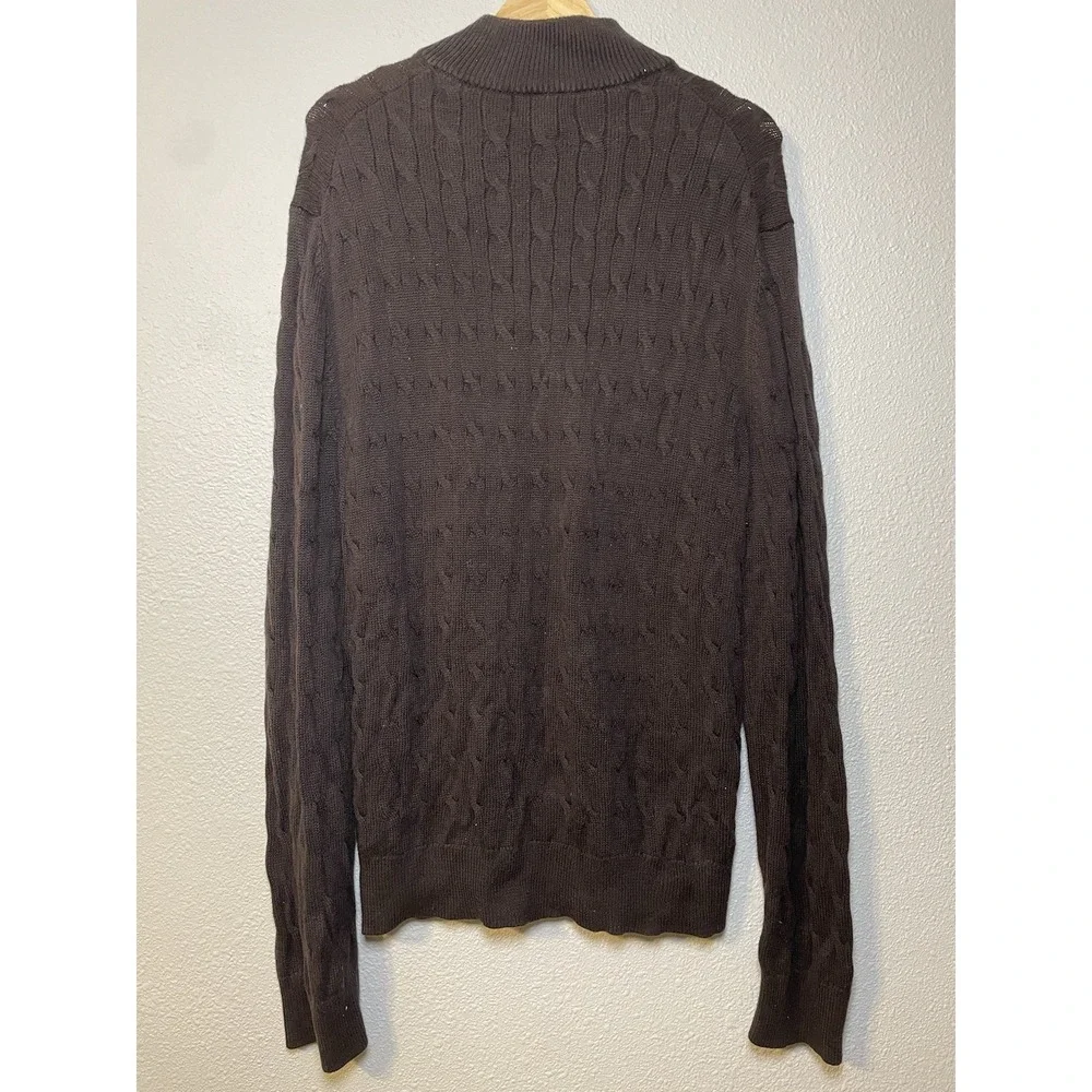 Banana Republic Sweater Mens Large Brown 1/4 Zip Pullover Long Sleeve Cable Knit